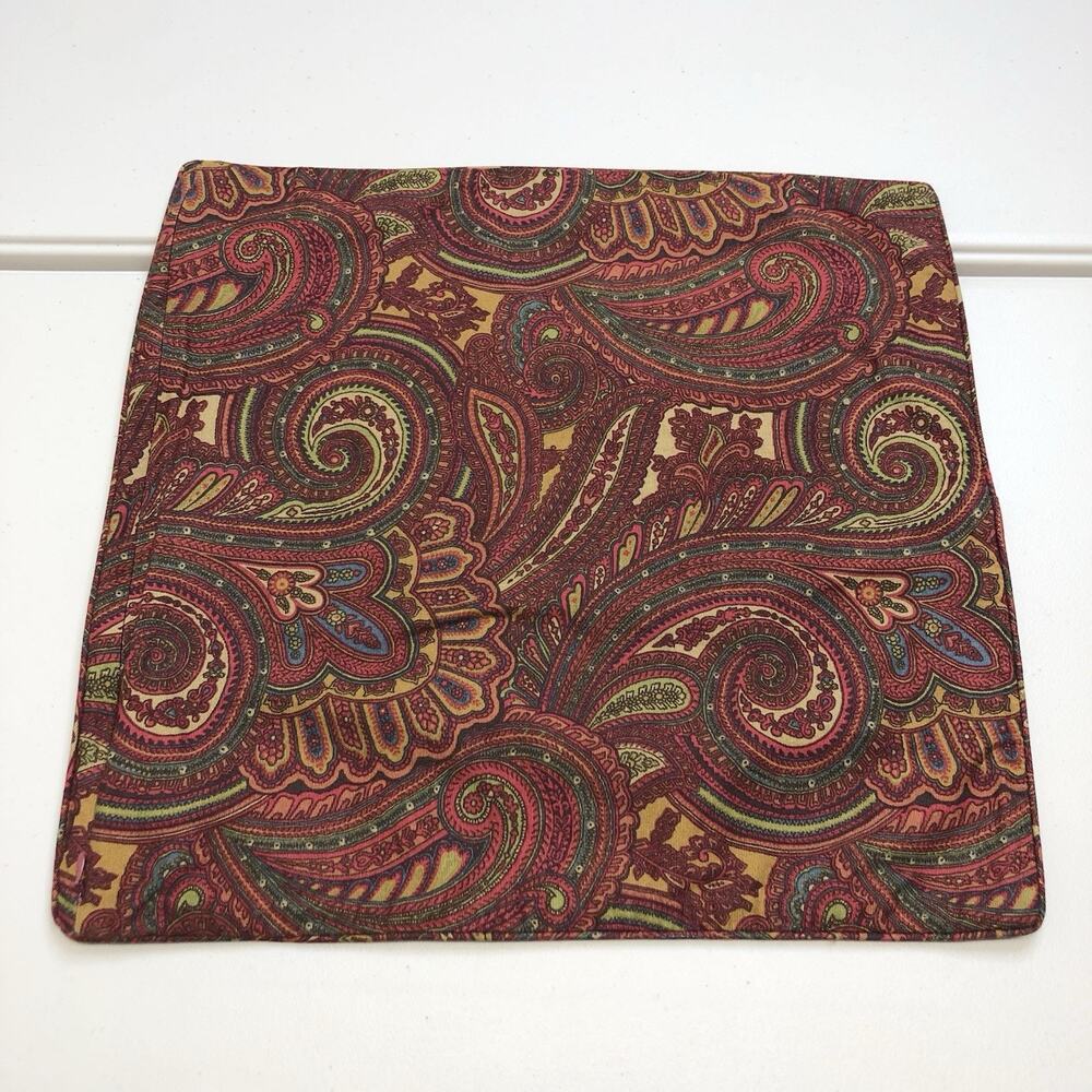 Lauren Ralph Lauren 3pc Paisley Throw Pillow Shame Cotton 17x17 Red - Picture 5 of 5